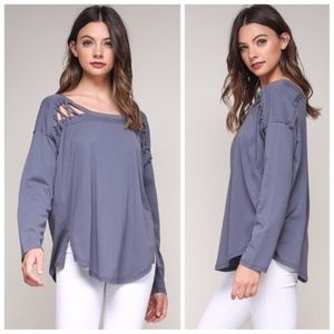 Blue long sleeve tunic top